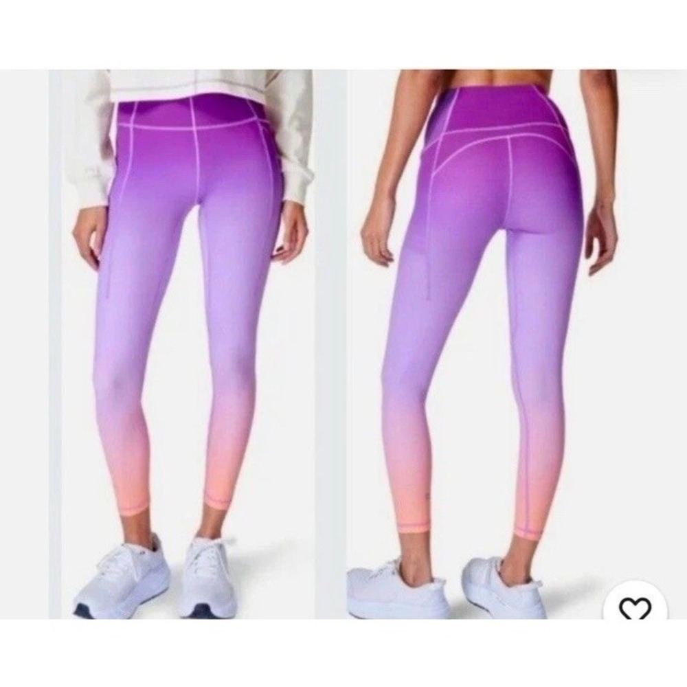Sweaty Betty Sz 8 Women Super Soft 7/8 Length Purple Pink Ombre Leggings Workout